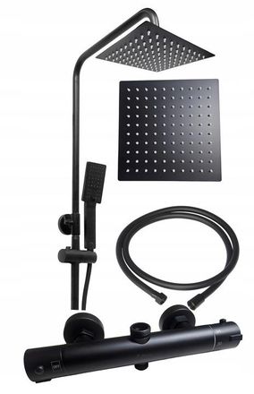 OEM Conjunto De Ducha Termost&aacute;tica Estiva, Color Negro, Con Grifo Y Funci&oacute;n De Lluvia