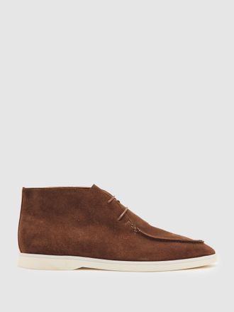 Reiss Chocolate Brown Suede Lace-up Chukka Boots, E41