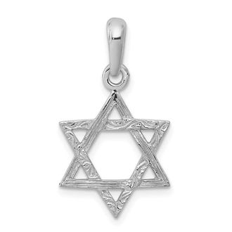 Diamond2Deal 14k White Gold Star Of David Pendant