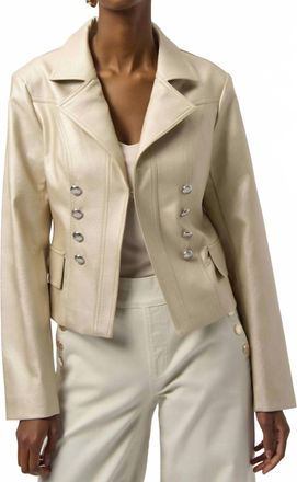 Joseph Ribkoff Leatherette Notched Collar Fitted Jacket In Gold
