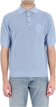 Ballantyne Polo van opengewerkte katoen - Heren - Polos - Blauw - XL - Katoen - Tops