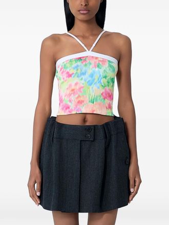 Prada cropped floral top - Verde