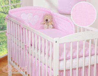 OEM Juego De Ropa De Cama De 3 Piezas 135x100 - Corazones Y Rayas Rosas