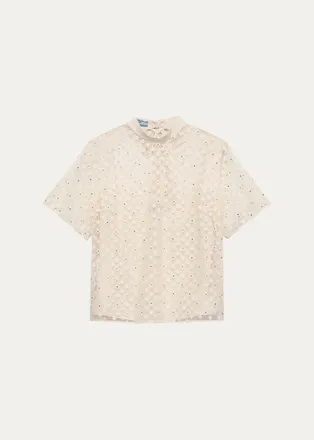 Prada Embellished Floral Mesh Top