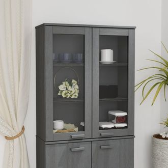vidaXL Vidaxl - Aparador Superior Hamar Pino Macizo Gris Oscuro 85x35x100 Cm