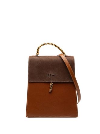 Loewe 20th Century Leather Velazquez Twist Top Handle Bag satchel - Brown