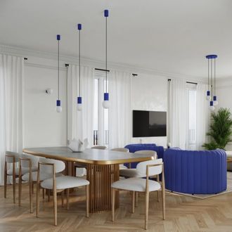 Wonderlamp L&aacute;mpara de techo azul moderno con esfera de cristal