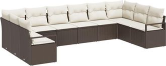 vidaXL Vidaxl - Garden Sofa Set with Cushion with Storage 10 pcs Brown, Cream