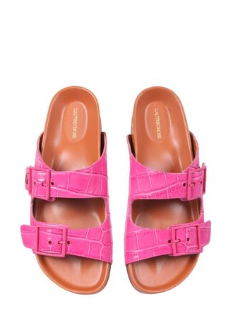 L'autre Chose Coconut Print Leather Sandals - Pink