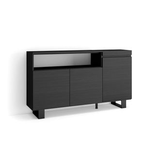 Skraut Home Aparador efecto madera negro 150x35x87cm con patas