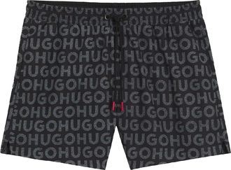 HUGO BOSS Hugo Heren Tortuga Logo Bedrukte Zwemshort (Zwart)