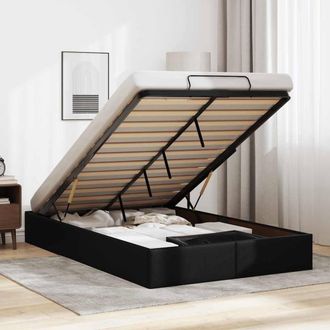 Berkfield Home Ottoman Bed Frame without Mattress Black Double Faux Leather