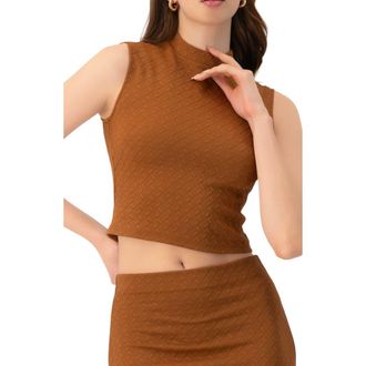 Ivonne Knit Sleeveless Crop Top in Brown at Nordstrom, Size 10
