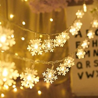 OEM Guirnalda Luminosa De Copo De Nieve, 6m 40 Pcs Luces Led A Pilas Tipo Hada, Monocromo Con Dos Modos Y Decoraci&oacute;n Brillante De Rayos Para Navidad, Dorm