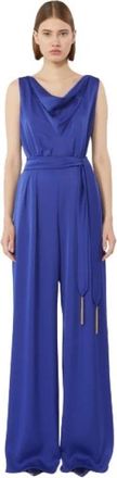 Max Mara Jumpsuit met ceintuur en kimono mouwen - Dames - Jumpsuits - Blauw - L - Polyester - Jumpsuits & Playsuits