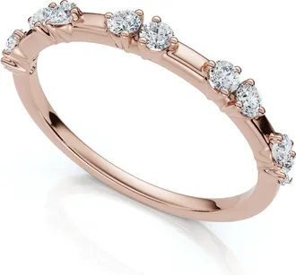 Pompeii3 1/5Ct Unique Alternating Diamond Wedding Band 14k White Gold Lab Grown