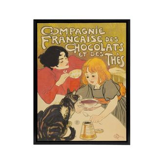Artery8 Chocolate & Tea French Vintage Advert Steinlen Framed Canvas Art | Size: W24 x H32