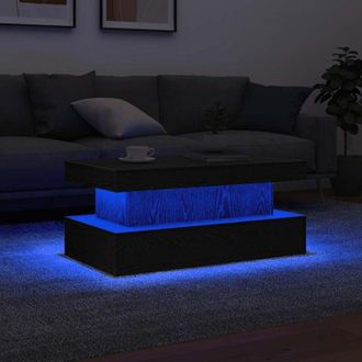 vidaXL Tavolino da Soggiorno con Luci led Rovere Nero 90x50x40 cm - Vidaxl