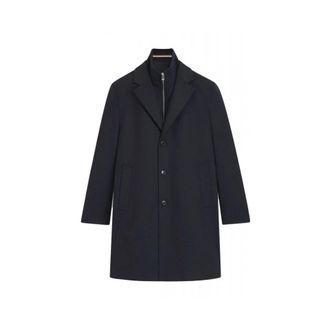 HUGO BOSS Enkelrij jas - Heren - Mantel - Blauw - M - Wol - Jassen