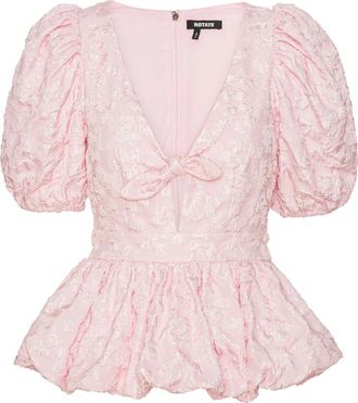 Rotate Puff-sleeve Jacquard Top