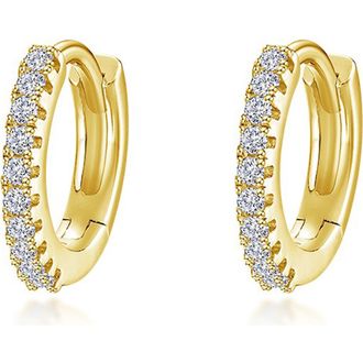 Lafonn Pav&eacute; Simulated Diamond Huggie Hoop Earrings in Gold at Nordstrom