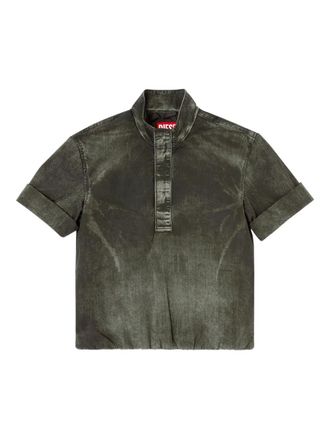 Diesel denim-effect short-sleeve polo shirt - men - Spandex/Elastane/Polyamide - 50 - Green
