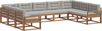 vidaXL Conjunto De Sof&aacute;s De Exterior 9 Uds. Gris Natural Y Claro Vidaxl
