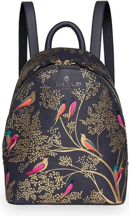 Sara Miller Mini Backpack for Women, Casual Daypack for Daily Use and Travel, Smoke Blue Birds