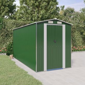 Berkfield Home Garden Shed Green 192x440x223 cm Galvanised Steel | Size: 192 x 440 x 223 cm