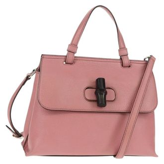 Gucci Bamboo Daily Top Handle Leather Pink Leather Handbag (Pre-Owned)