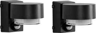 Beliani Conjunto De 2 L&aacute;mparas Led Para Pared De Exterior 10 Cm De Metal Aluminio Moderno Negro Govia