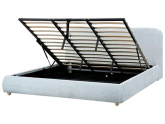 Beliani Cama matrimonial de tejido azul 180x200
