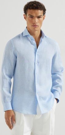 Brunello Cucinelli Linen shirt in Azure at Nordstrom, Size Xxx-Large Eu