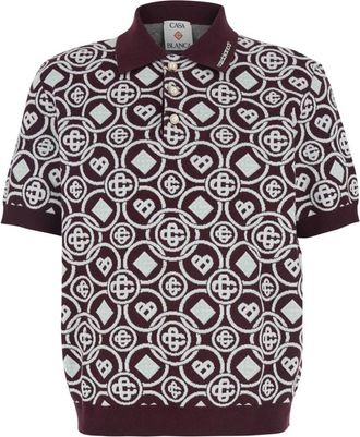 Casablanca Tops, Heren, Rood, M, Bordeaux Monogram Polo T-shirts en Polos