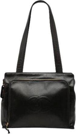 Chanel Pre-owned Shoulder Bags, female, Black, Size: ONE SIZE Pre-owned Lambskin Tote