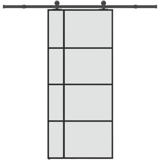 vidaXL Vidaxl - Puerta Corredera Con Set Herrajes Vidrio Esg Aluminio 90x205 Cm