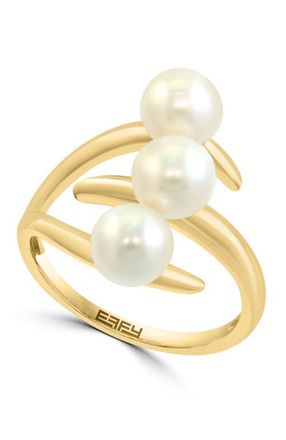 Effy 14K Yellow Gold Triple Freshwater Pearl Bypass Ring in 14K Gold at Nordstrom, Size 7