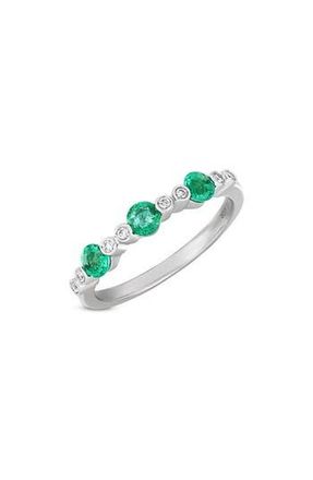 Bony Levy El Mar Diamond & Emerald Stacking Ring in Green at Nordstrom Rack, Size 6