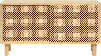 Naan Furniture Aparador 2 puertas de madera natural de celosía 120 cm sin barnizar