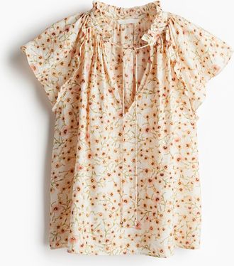 H&M Bluse mit Butterfly-Ärmeln - Orange