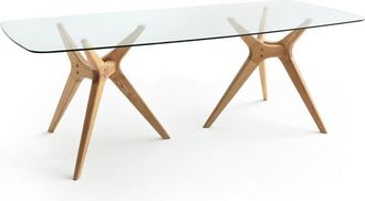 AM.PM Rechthoekige tafel van glas en eikenhout, Maricielo