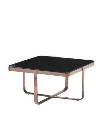 Moycor Mesa centro cuadrada de acero inoxidable y cristal negro anch. 80 cm