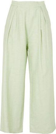 8 by YOOX COTTON-LINEN PLEATED WIDE-LEG PANTS