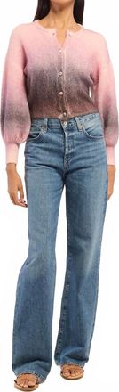 Misa Peggy Button Front Cardigan In Purple