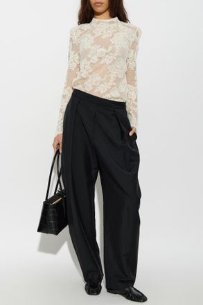 Self Portrait Lace Top With Shimmering Sequins, Womens, Cream