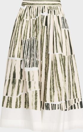 Jason Wu Stripe Collage A-Line Midi Skirt