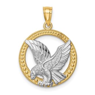 Diamond2Deal 14k Yellow Gold Rhodium Eagle Pendant