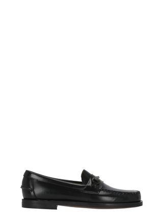 Sebago Black Glossy Patent Leather Horsebit Loafers