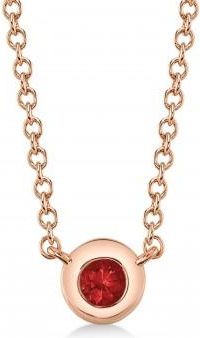 Allurez Round Ruby Bezel Pendant Necklace 14K Rose Gold (0.05ct)