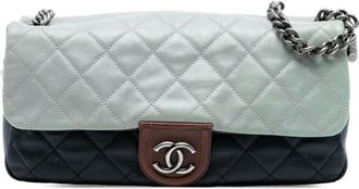 Chanel 2012 Large Tricolor Quilted Lambskin Country Chic Flap shoulder bag - Blu